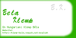 bela klemp business card